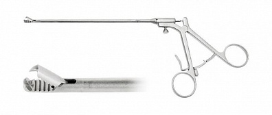 Зажим артроскопический с кремальерой для извлечения свободных и инородных тел (менисковый)