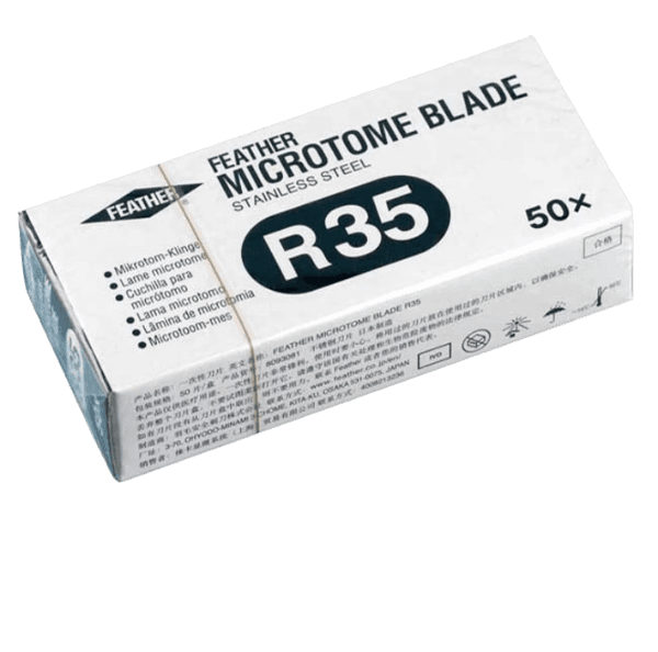 Одноразовые микротомные ножи (лезвия) Feather R35 для рутинных и серийных срезов, твердых образцов 