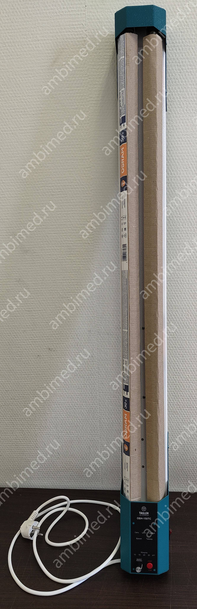 Ультрафиолетовый бактерицидный облучатель открытого типа TAGLER ОБН-150ТС (с таймером, 2×30 Вт)