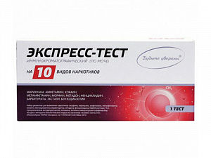 Мед-экспресс-диагностика тест на 10 видов наркотиков, 1 шт в упаковке, Россия