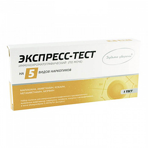Мед-экспресс-диагностика тест на 5 видов наркотиков, 1 шт в упаковке, Россия